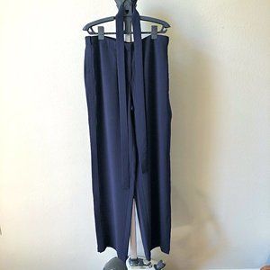 Theory Wide Leg Navy Dress Pants with Belt